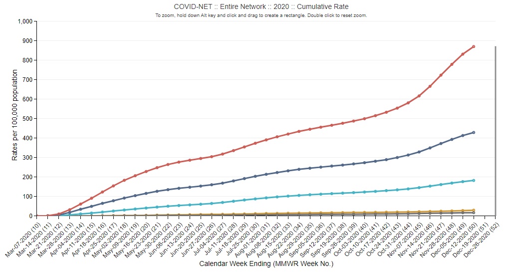 COVID-19 hospitalization rate in the USA 2020